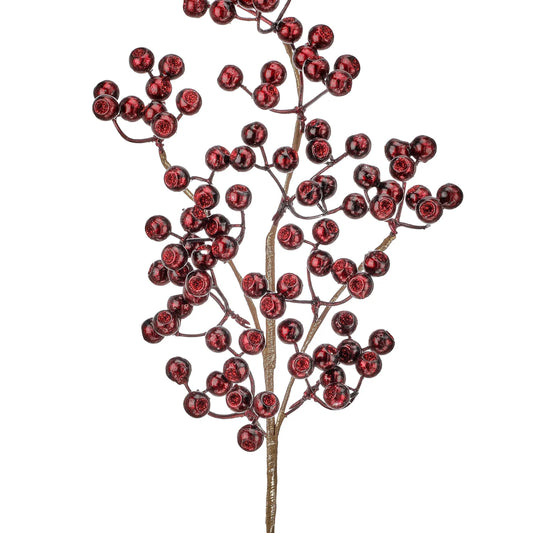 25" Metallic Glitter Burgundy Berry Spray