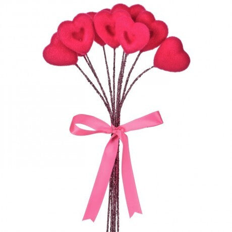 14" Hot Pink Flocked Heart Bundle