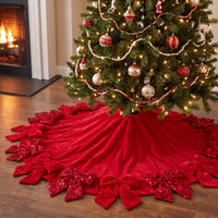 54" Red Velvet with Bows Tree Skirt