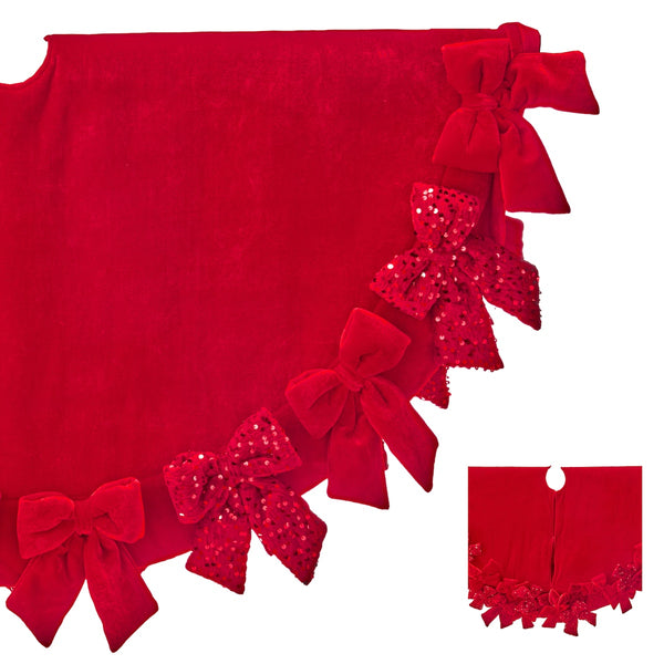 54" Red Velvet with Bows Tree Skirt