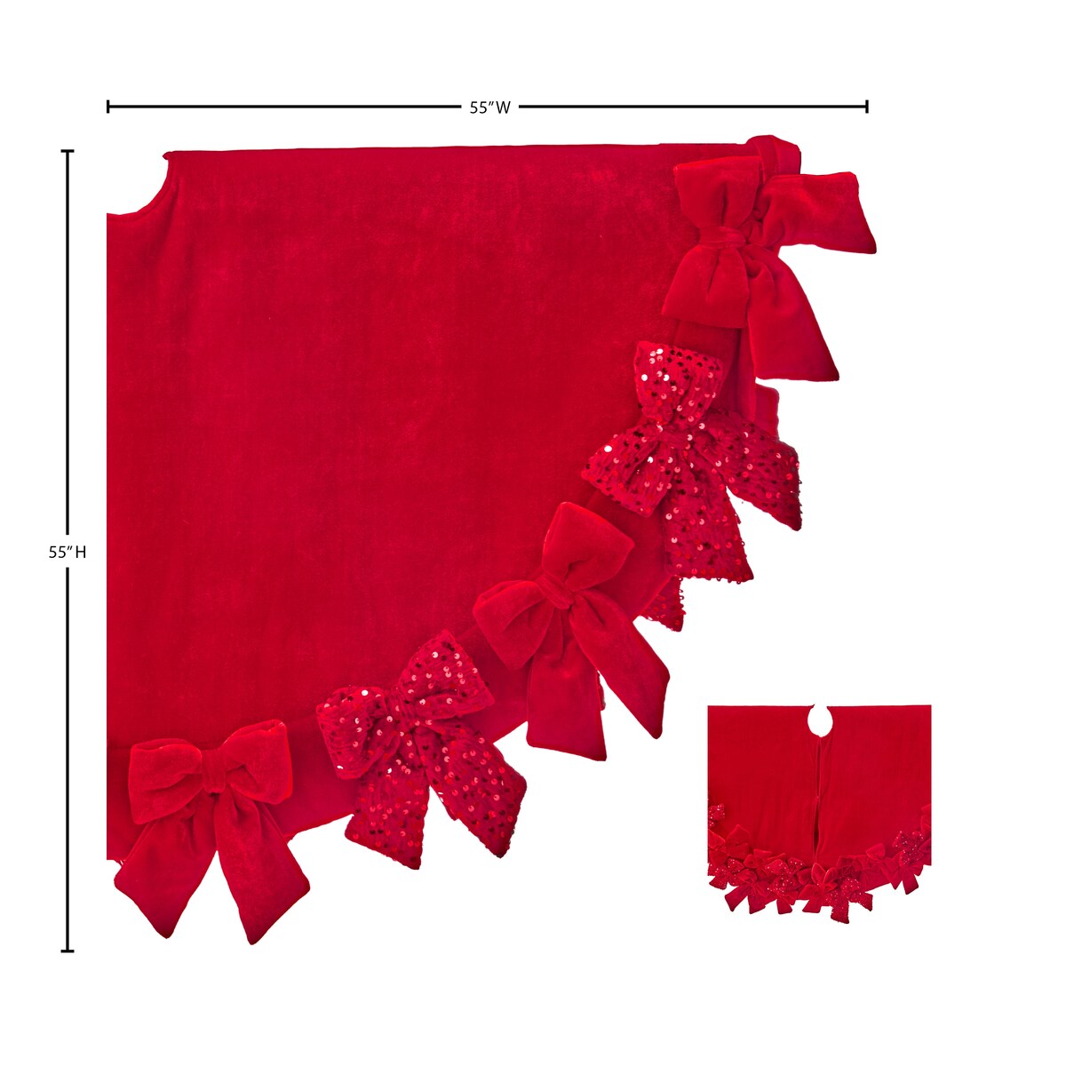 54" Red Velvet with Bows Tree Skirt