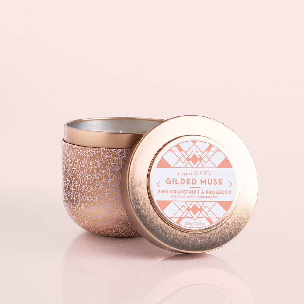 Pink Grapefruit & Prosecco Gilded Tin Candle - Thumbnail 3