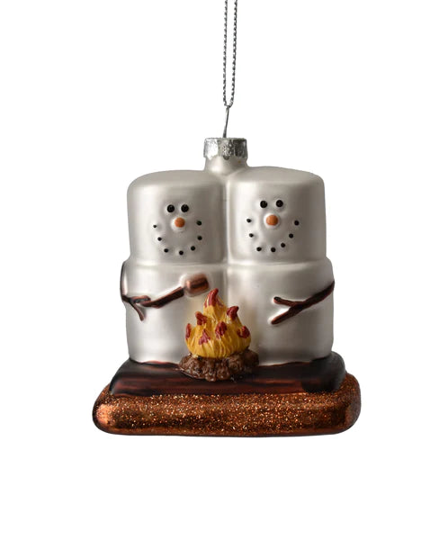 S'mores Campfire Christmas Glass Ornament