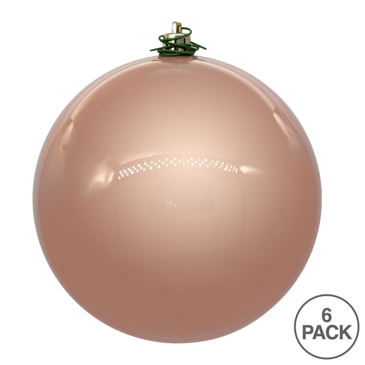 100mm Pearl Rose Gold Ornament Box of 6