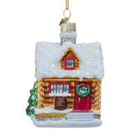 Noble Gems Glass Log Cabin Ornament