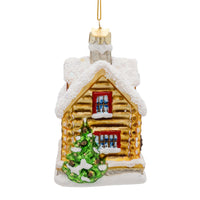 Noble Gems Glass Log Cabin Ornament