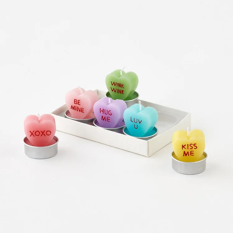 2.5" Conversation Hearts Tealight, Set of 6
