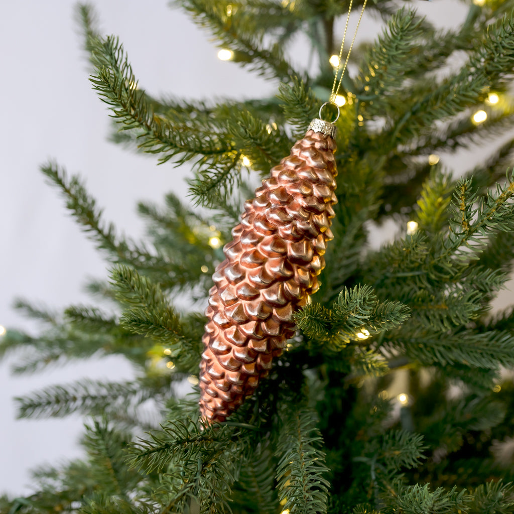 4" Copper Gold Pinecone Glass Ornament