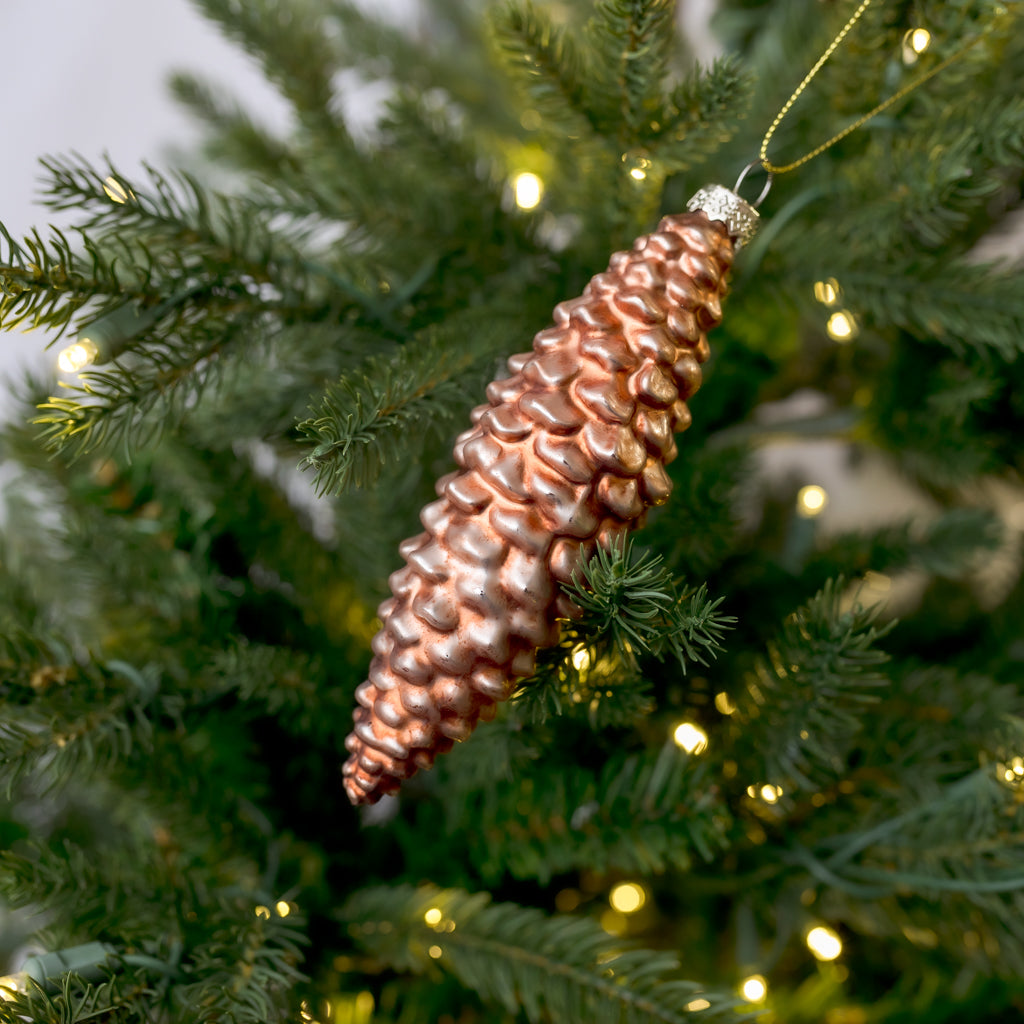 3" Copper Gold Pinecone Glass Ornament