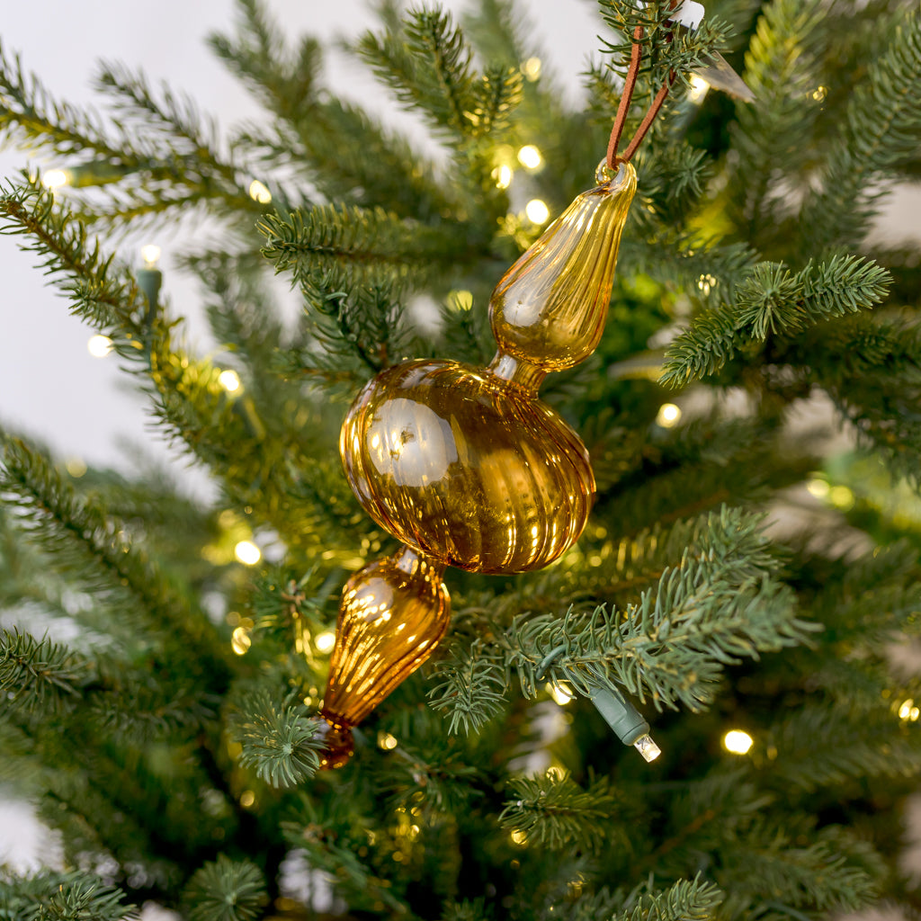 4" Orange Clear Finial Glass Ornament