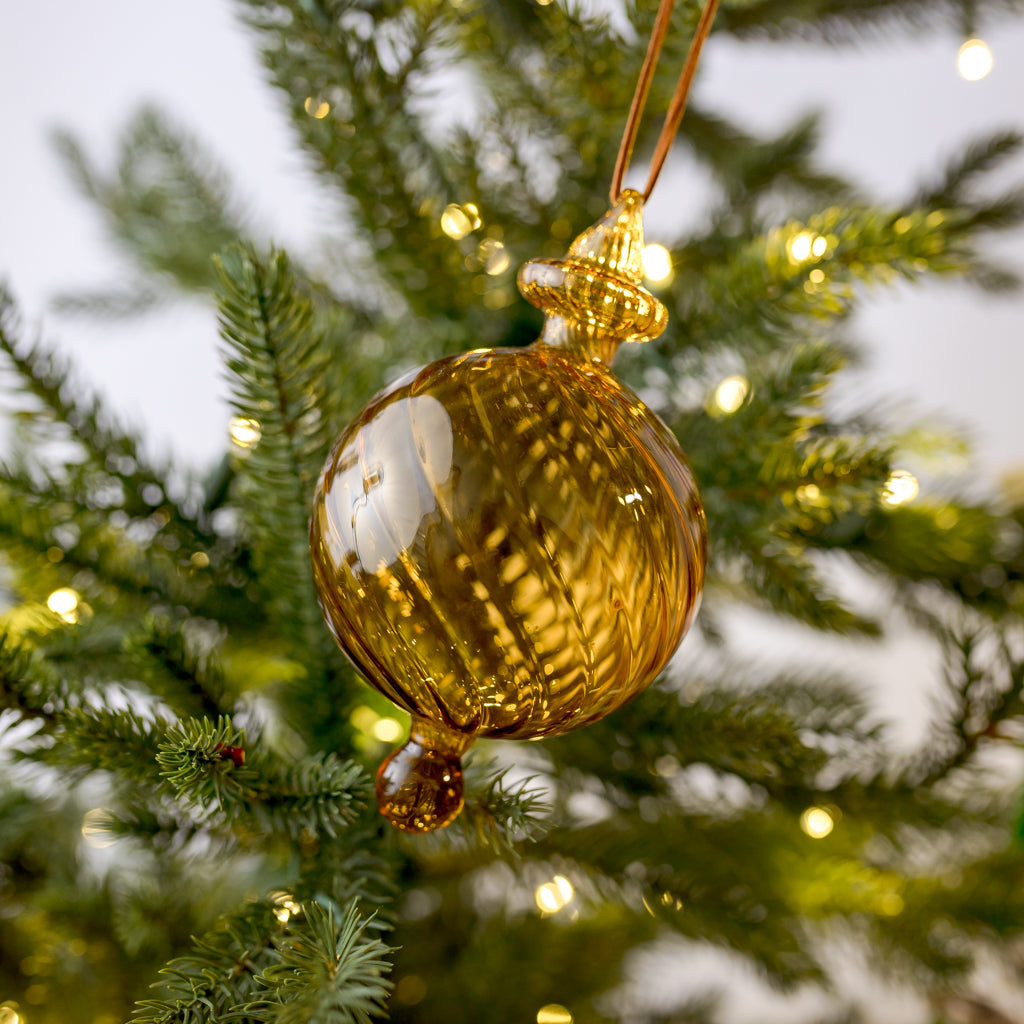 3" Orange Clear Finial Glass Ornament