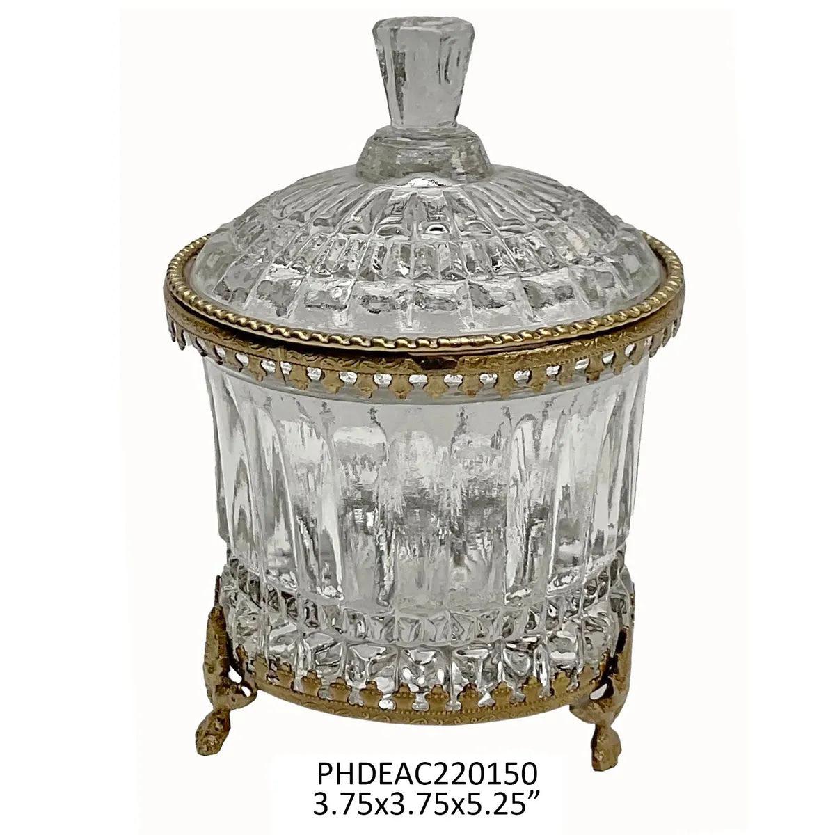 Petite Vanity Jar Gold Vintage Container