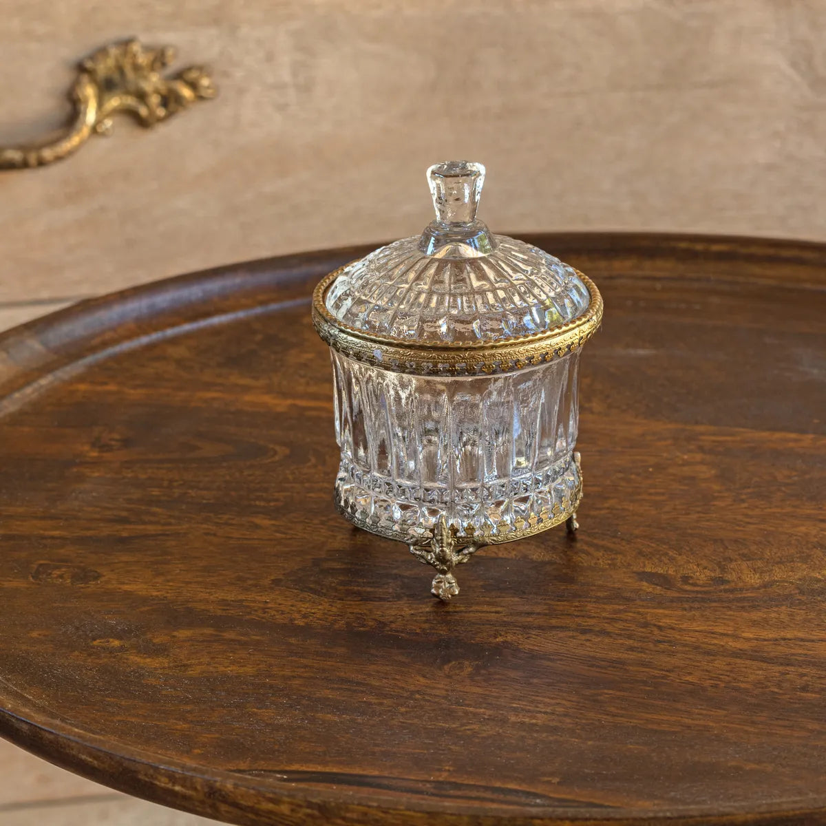 Petite Vanity Jar Gold Vintage Container