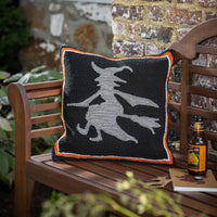 18" Halloween Witch Hooked Throw Pillow