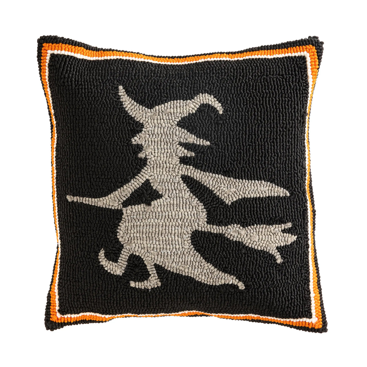 18" Halloween Witch Hooked Throw Pillow