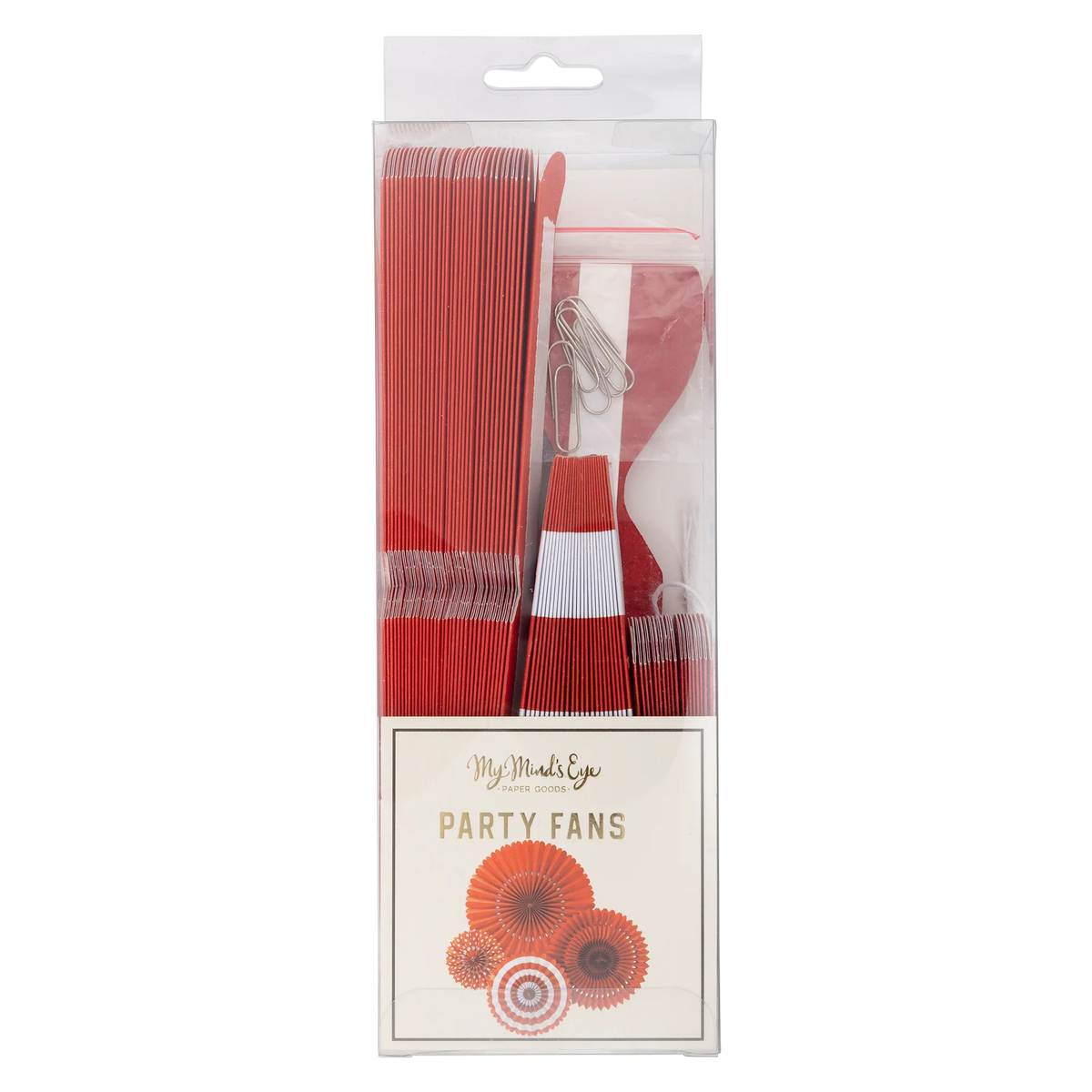 Red And White Party Fan Set