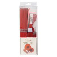 Red And White Party Fan Set