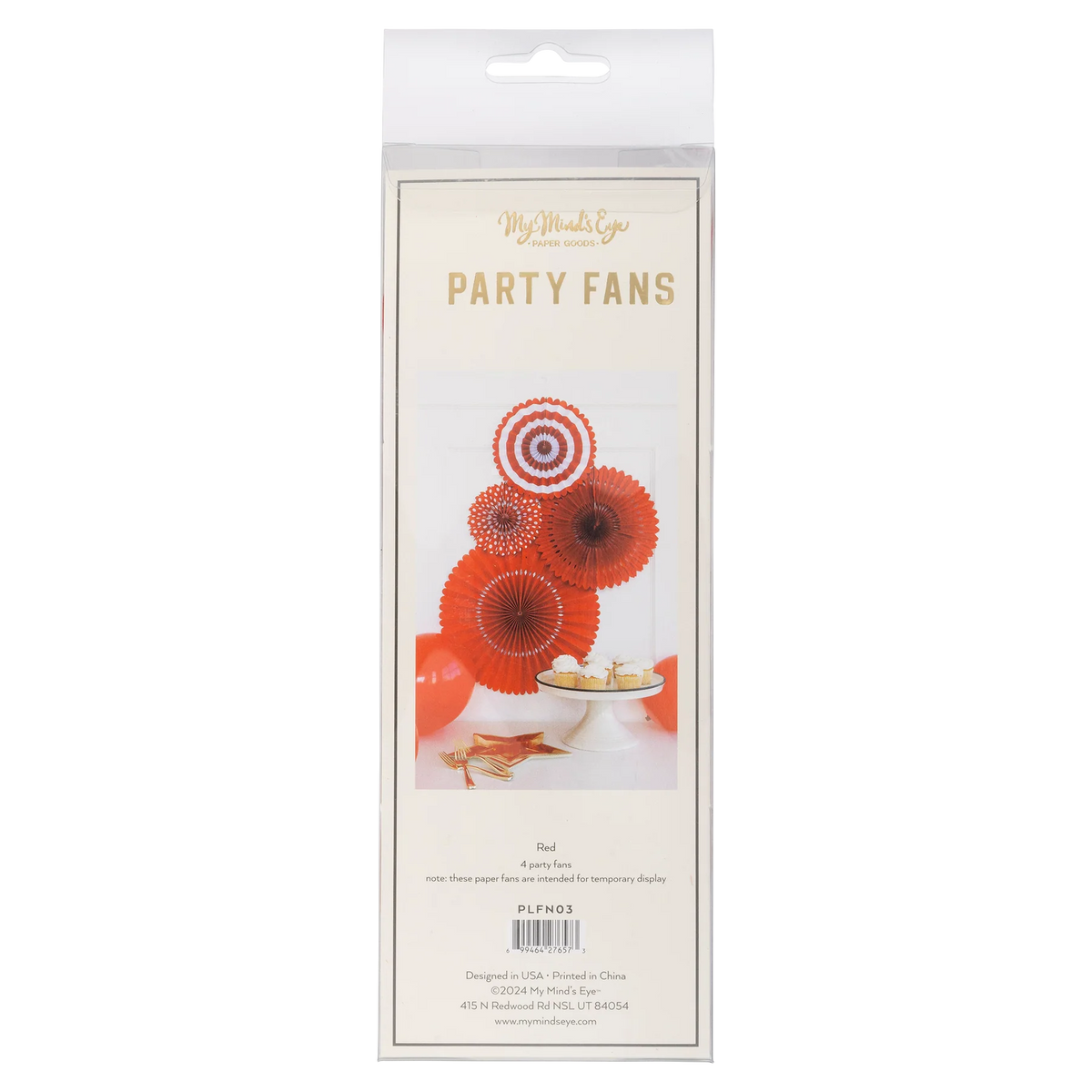Red And White Party Fan Set