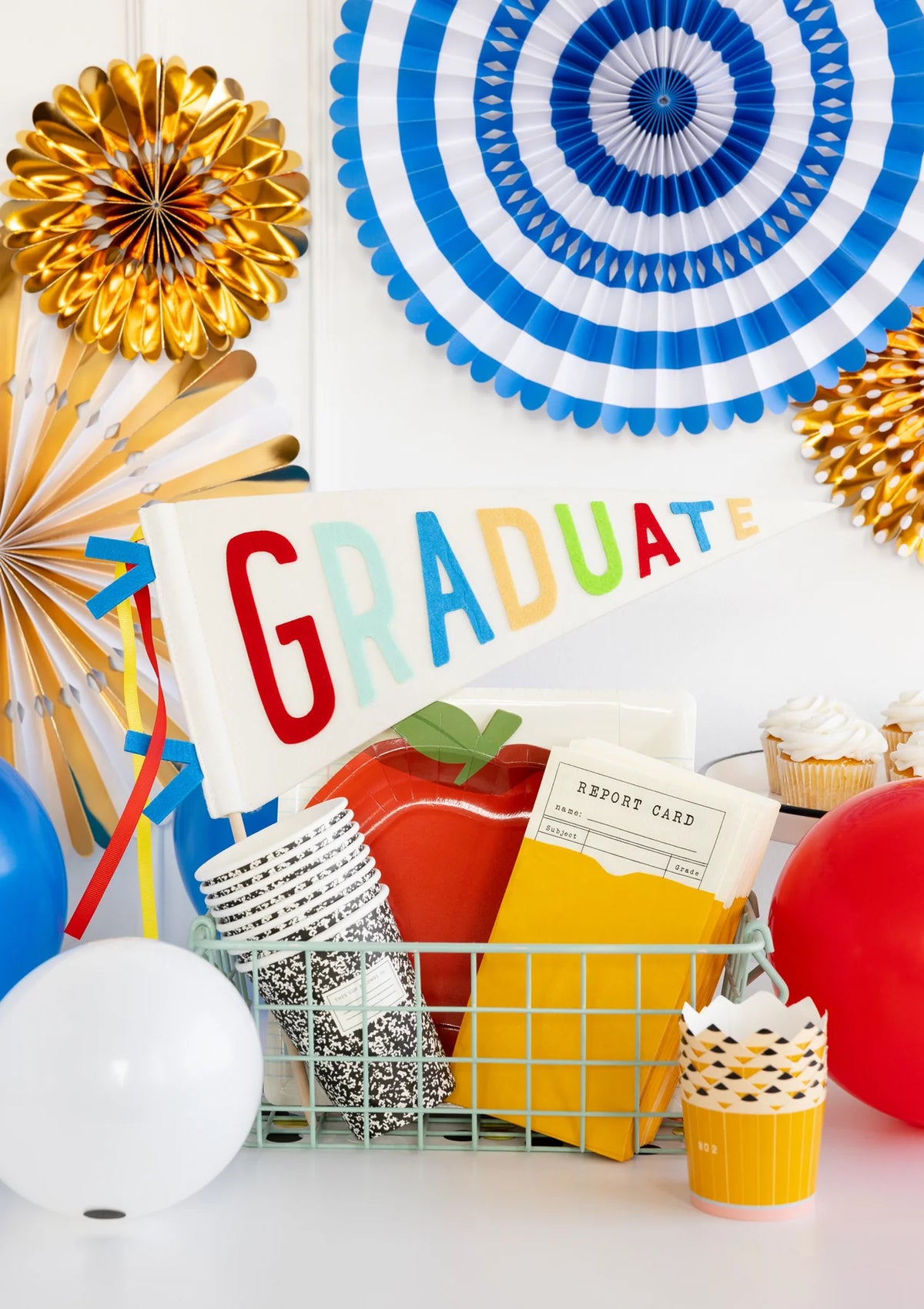 Blue And White Party Fan Set