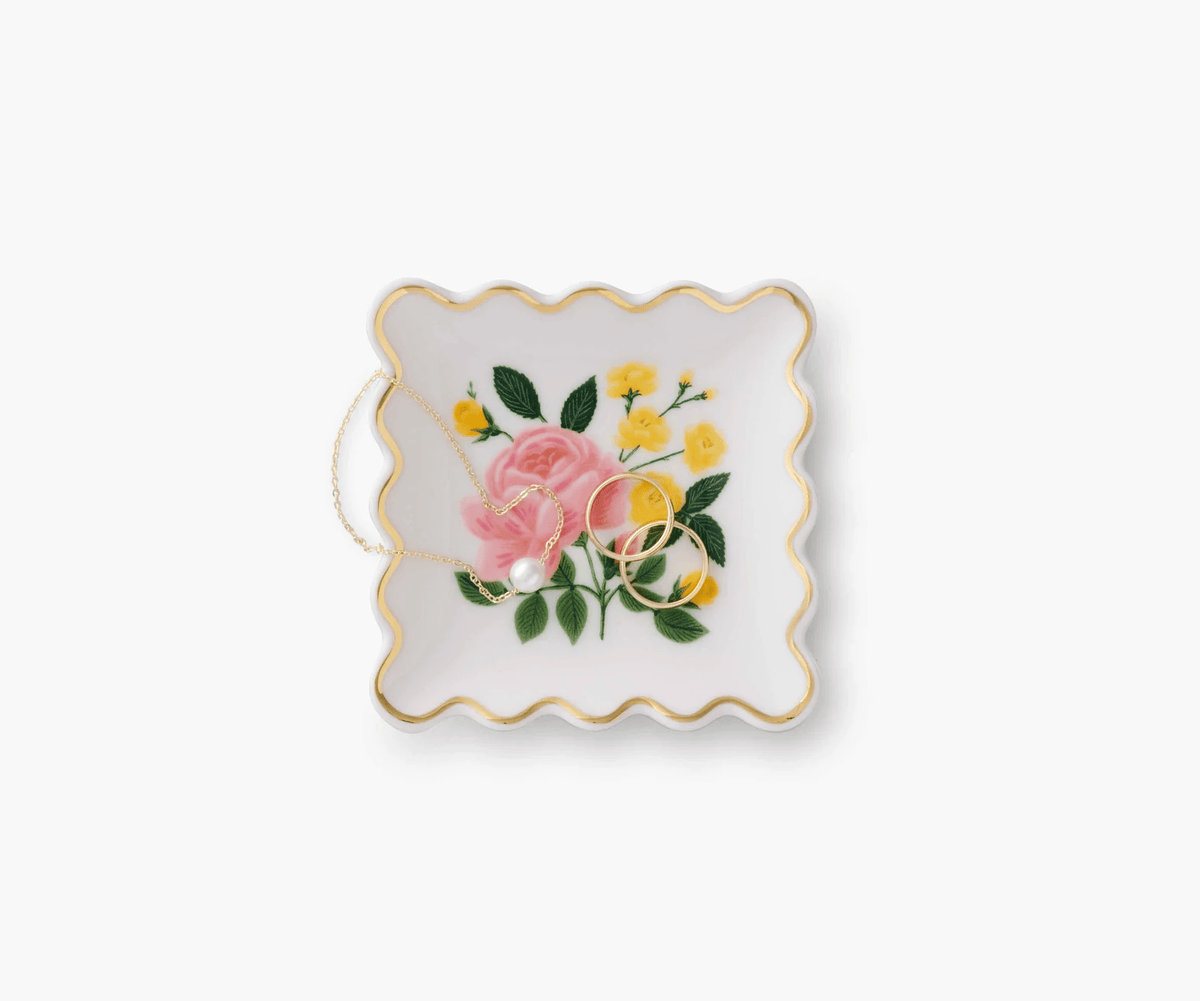 Scalloped Roses Ring Dish