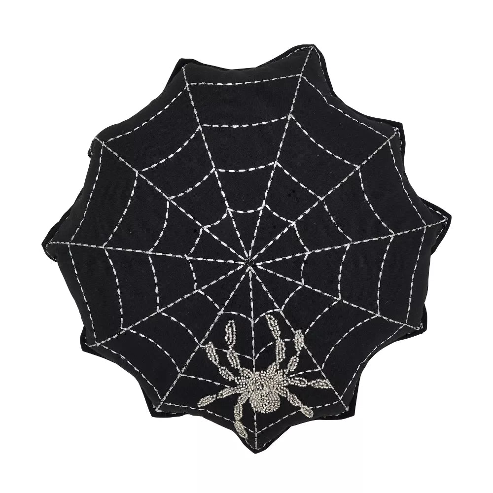 Pillow Spider Web Black 18"