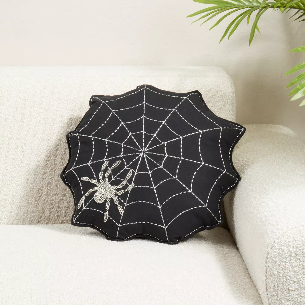 Pillow Spider Web Black 18"
