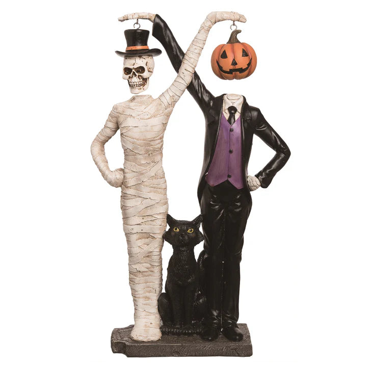 Skull & Pumpkin Hanging Head Figure