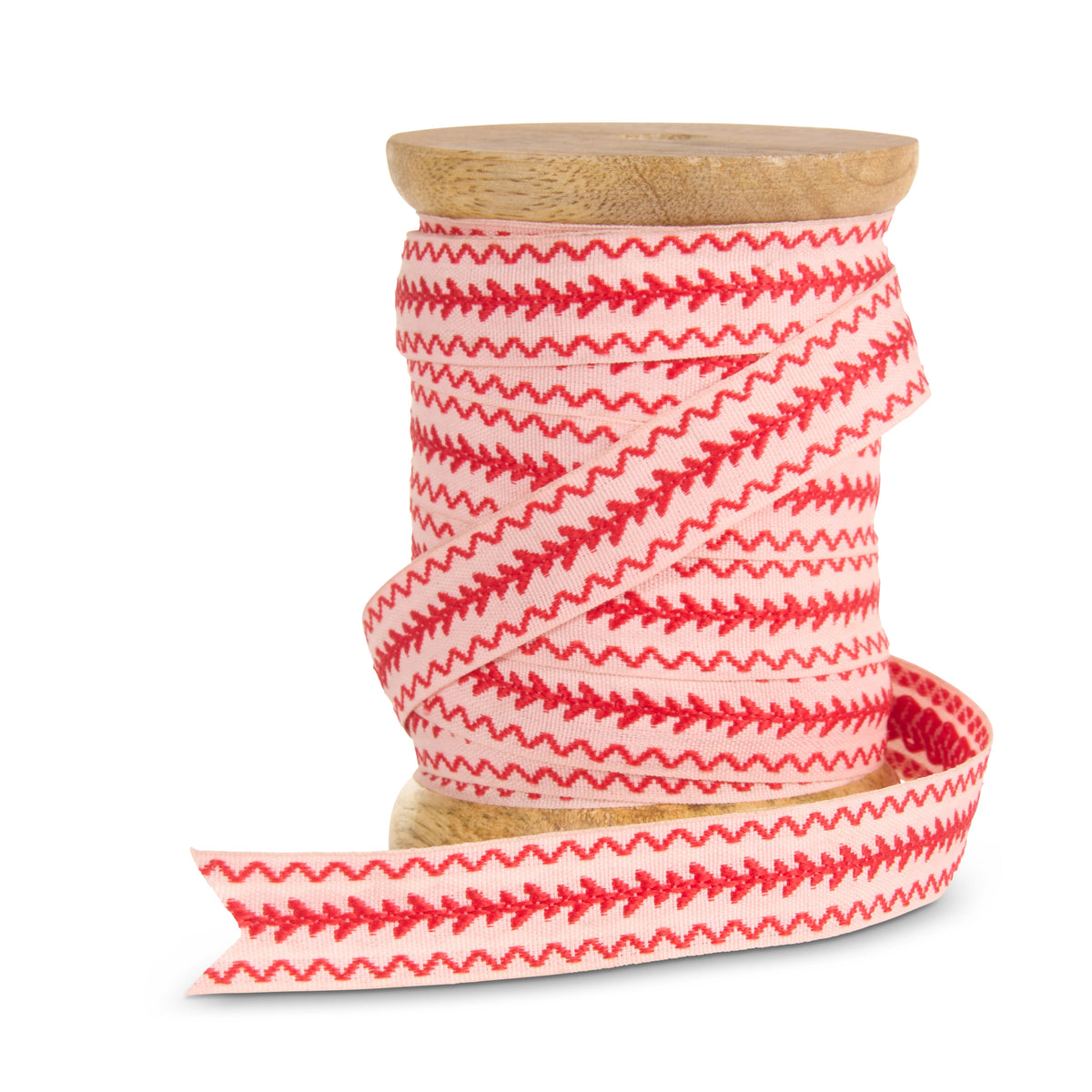 0.5" X 10 Yard, Spool of Red and Ivory Patterned Ribbon