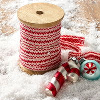 0.5" X 10 Yard, Spool of Red and Ivory Patterned Ribbon