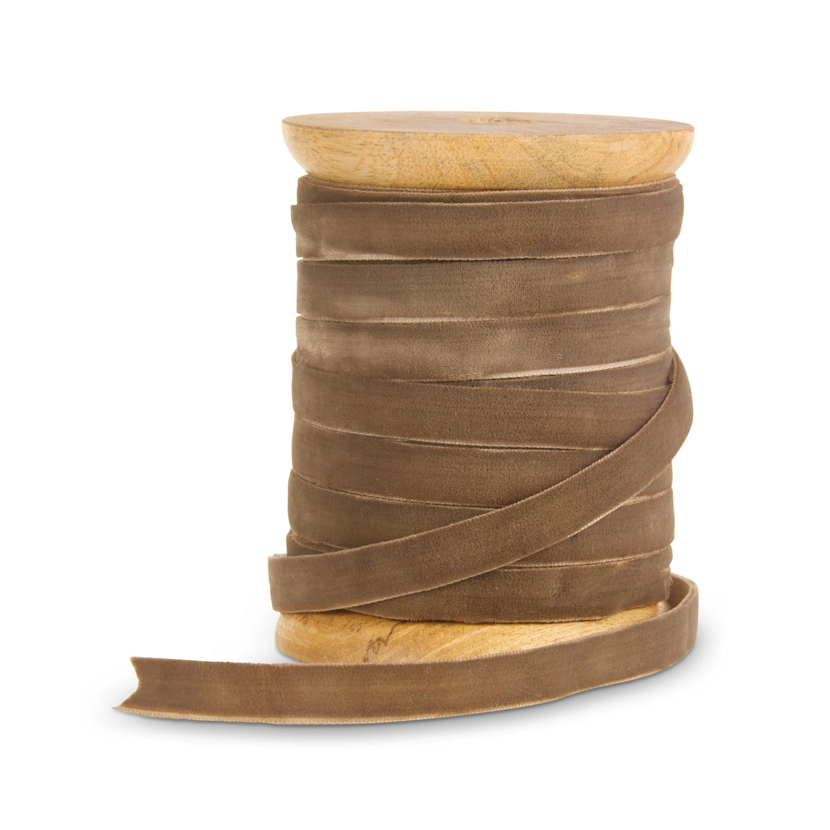 0.5" X 10 Yard, Spool of Taupe Velvet Ribbon