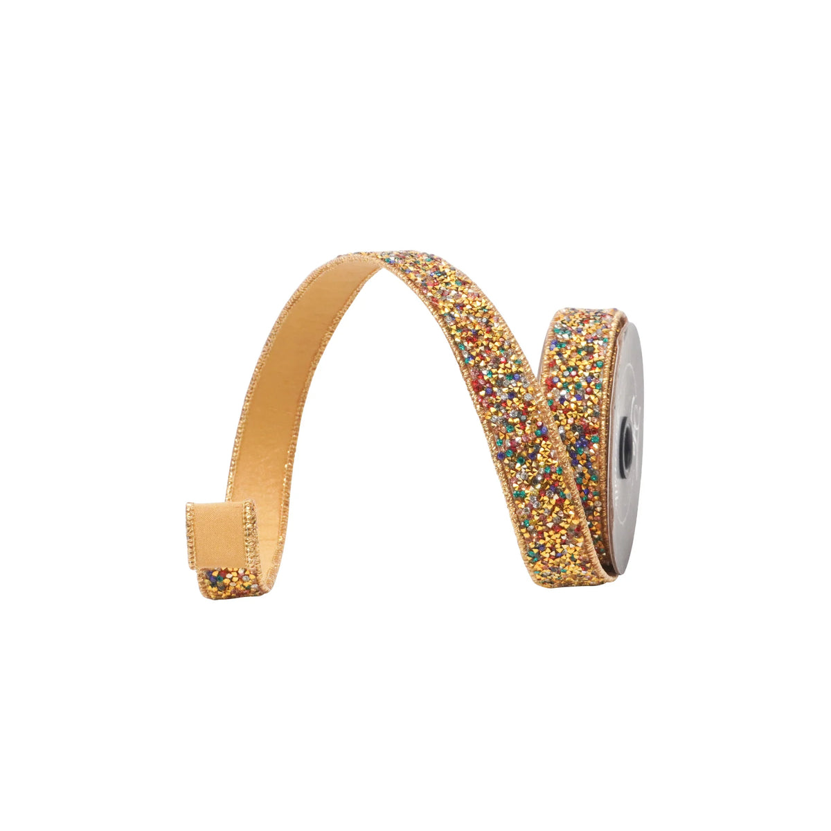 1"X5 Yard, Multicolor & Gold Geodes Ribbon