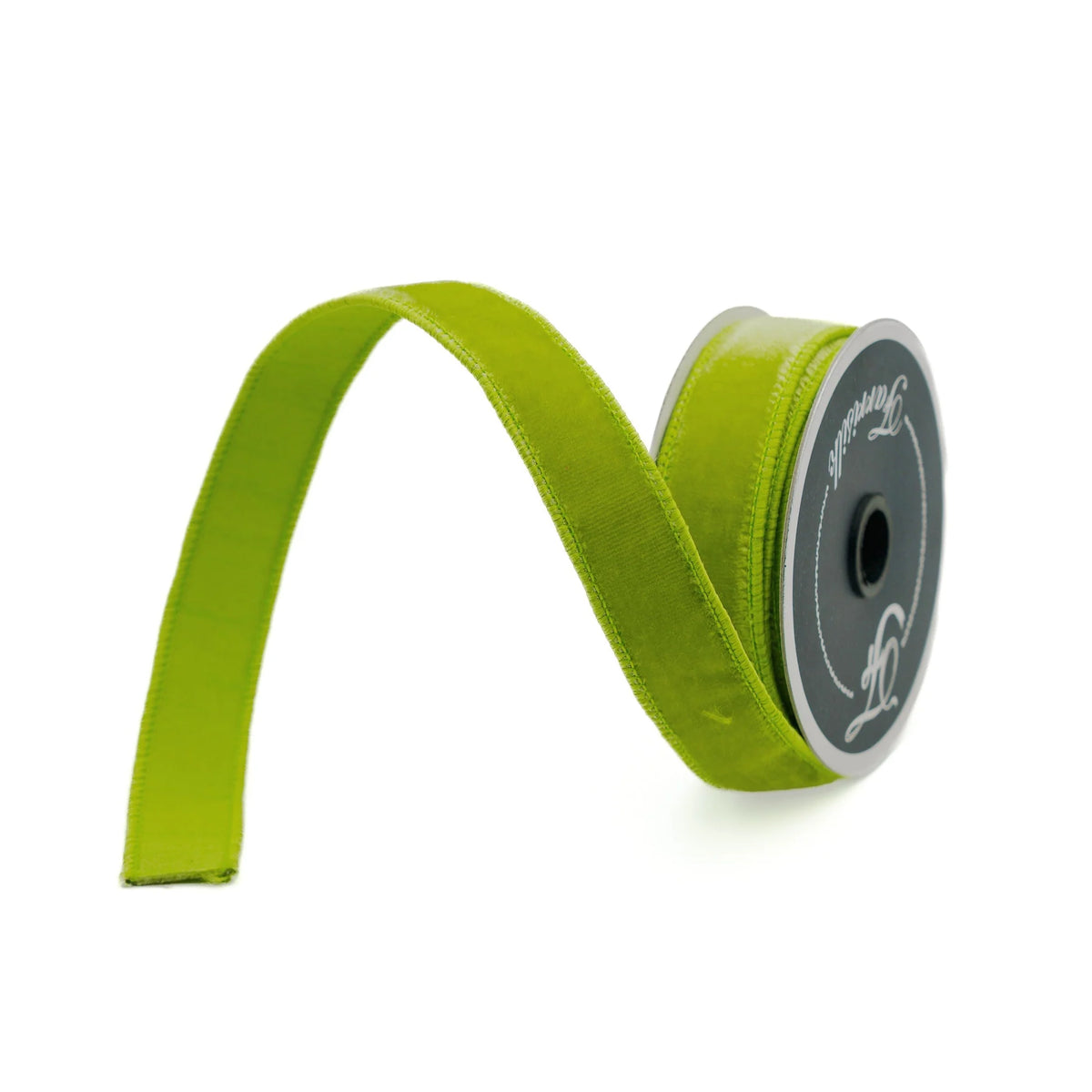 1"X10 Yard, Apple Green  Velvet Ribbon