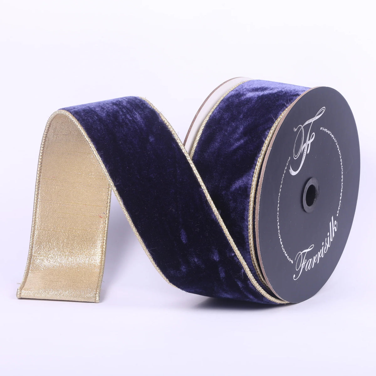 1"X10 Yard, Navy Flashy Velvet Ribbon