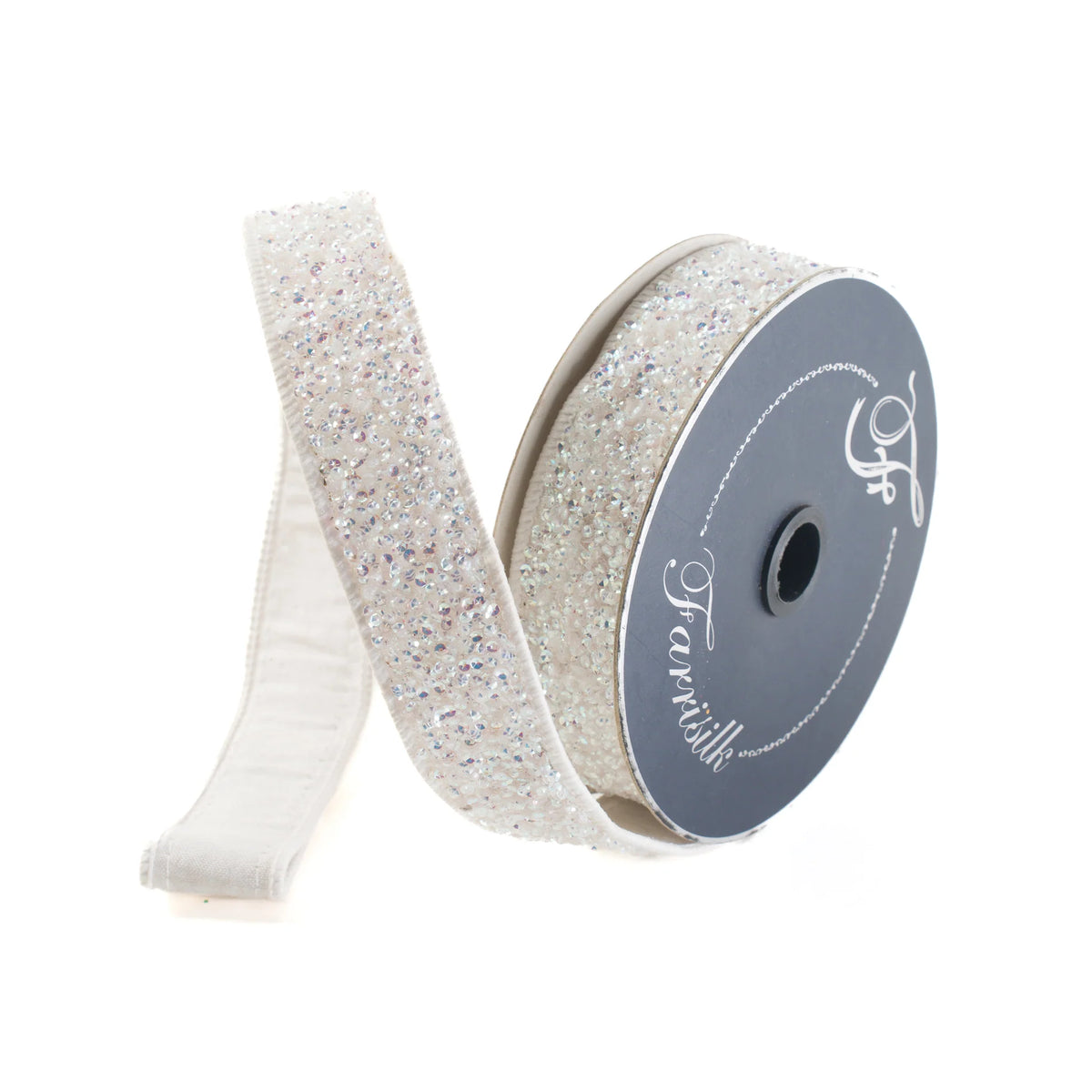 1"X10 Yard, White Sprinkles Ribbon