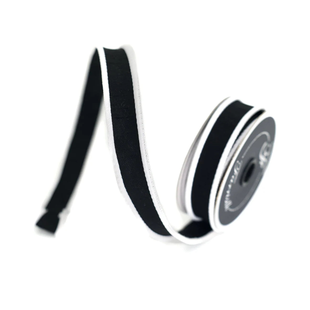 1"X10 Yard, Black & White Accent Cord Ribbon