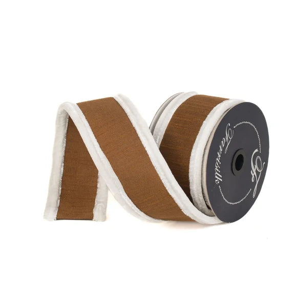 2.5"X10 Yard, Pecan & White Plush Puffs Ribbon
