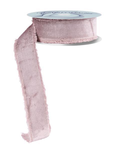 1.5"X10 Yard, Taupe Frayed Edge Velvet Ribbon