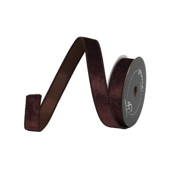1"X10 Yard, Chocolate Silky Velvet Ribbon