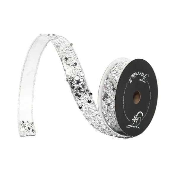 1"X10 Yard, Silver Showgirl Ribbon