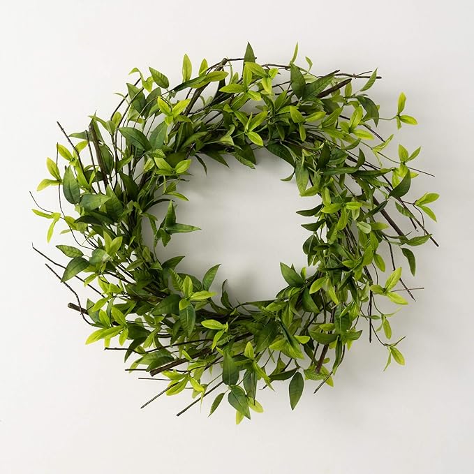 22" Green Ruscus Twig Wreath