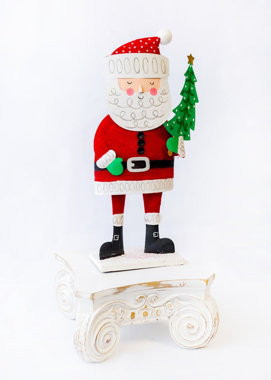Metal Santa with Tree (CLR)