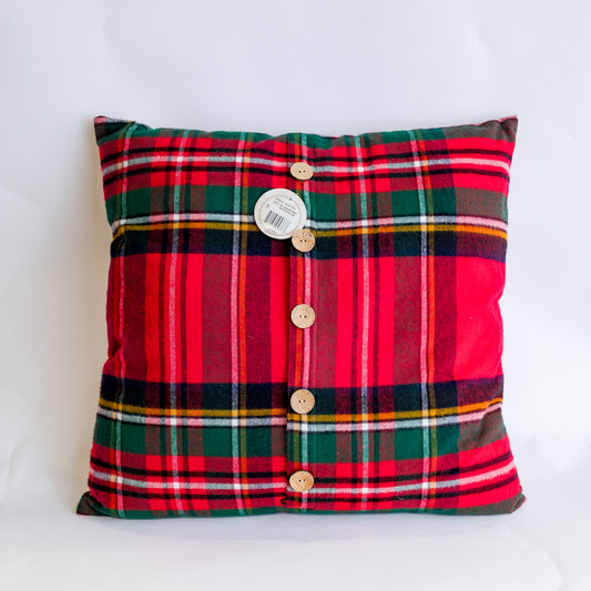 20" Red Tartan Christmas Pillow (CLR)