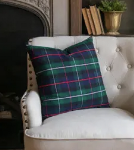 20" Green Tartan Christmas Pillow (CLR)