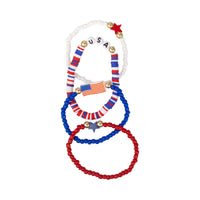USA Patriotic Themed Bracelet Set