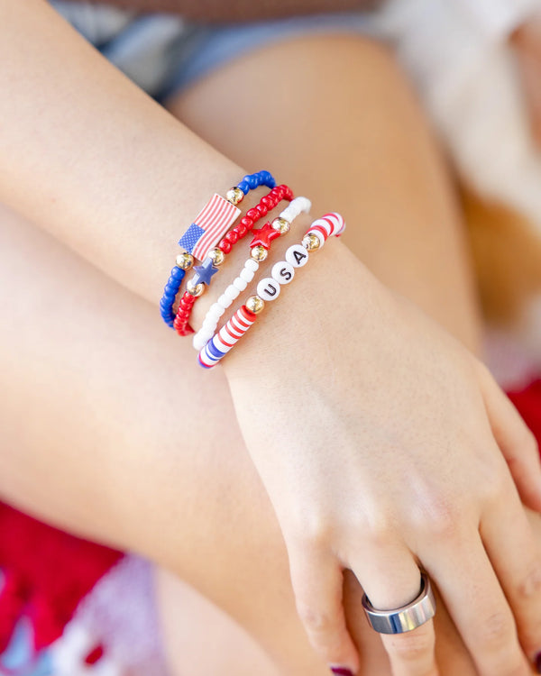 USA Patriotic Themed Bracelet Set