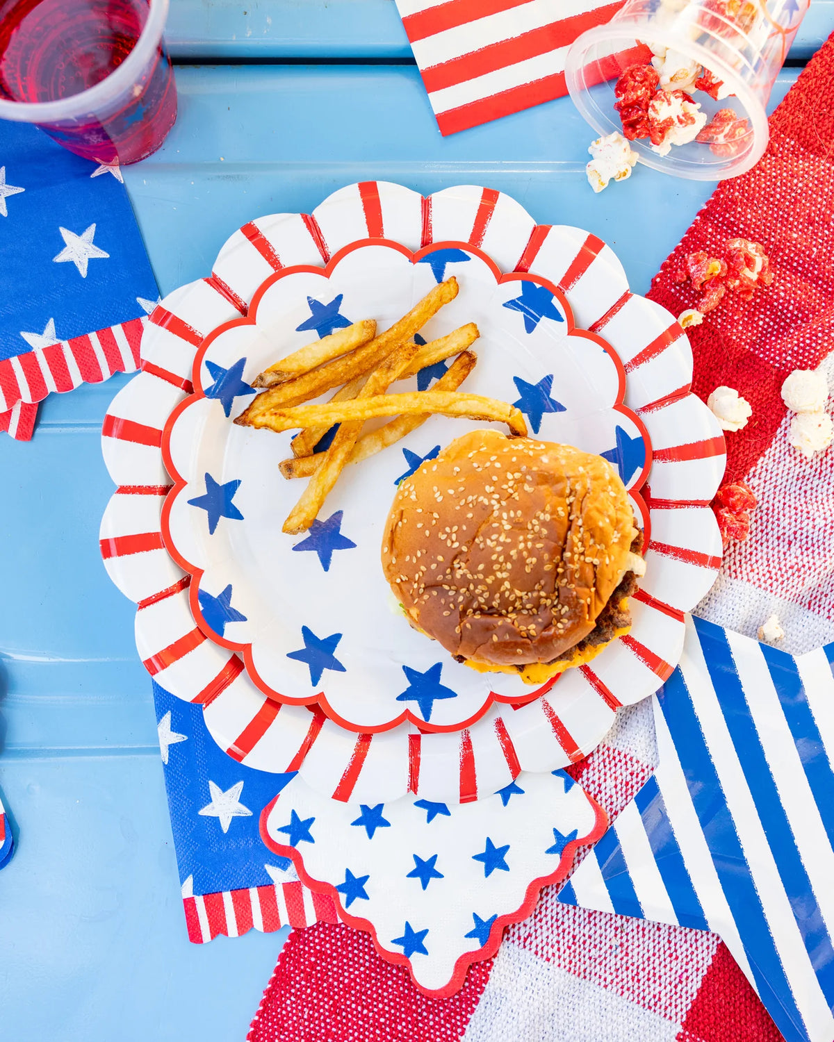 9" Blue Stars Paper Plate