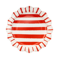 11" Red Striped Paper Plate
