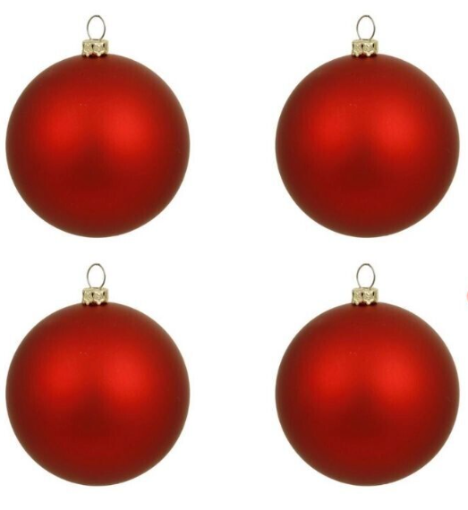 6" Plastic Matte Red Ornament 4ct/box