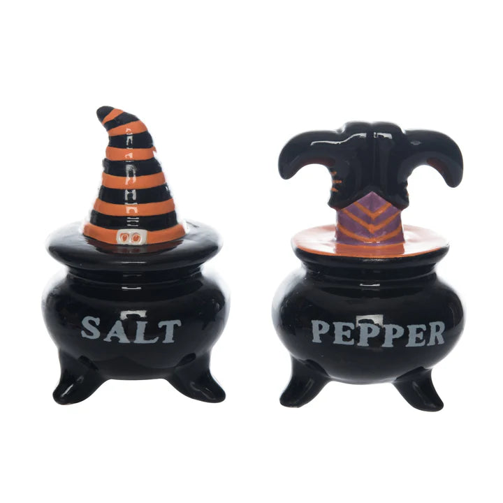 Salt/Pepper Shakers Cauldron with Witch Legs