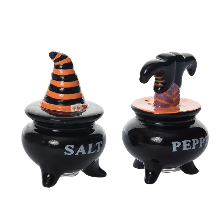 Salt/Pepper Shakers Cauldron with Witch Legs